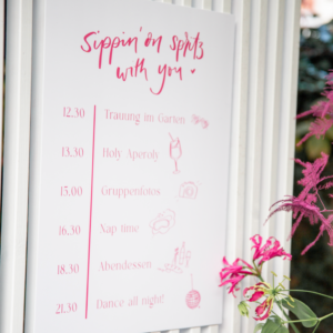 Tagesablauf Hochzeitsschild wegweiser itslovedesign personalisiert